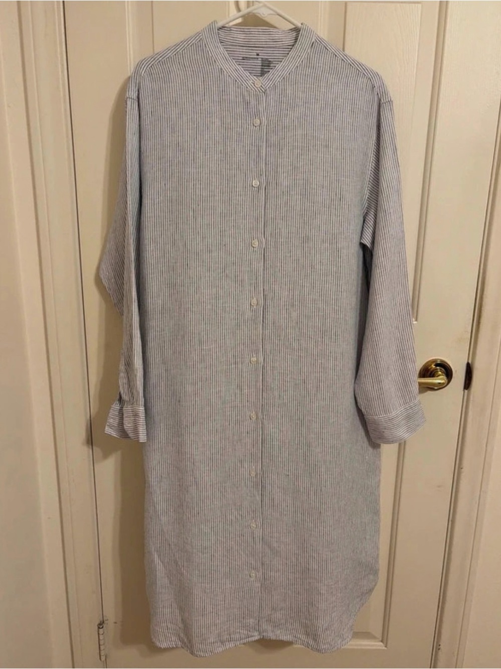 Muji Japan 100% Linen Closed Neck Chinese Collar